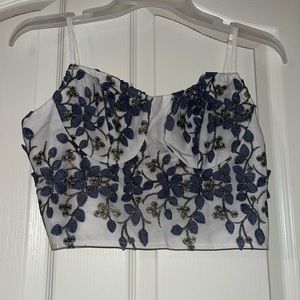 blue flower lace top